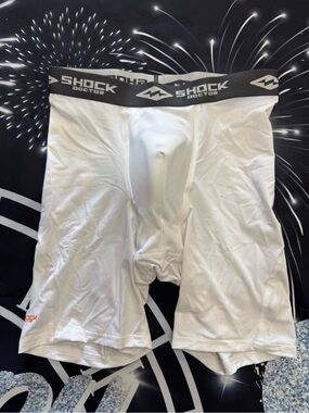 Shock Doctor Men's White Athletic Compression Shorts WITH Cup Brand NEW